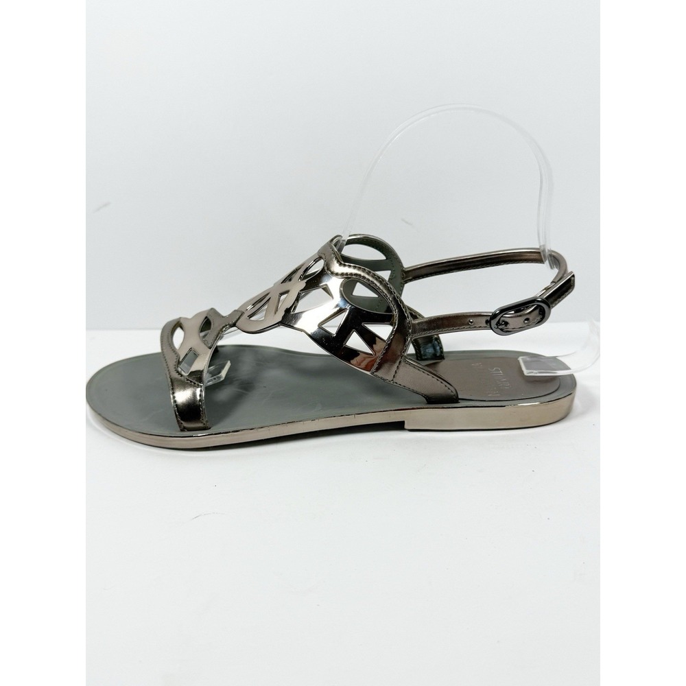 Stuart Weitzman Gelfisher Graphite Jelly Sandal Size 7 Metallic Silver Comfort - Picture 14 of 16